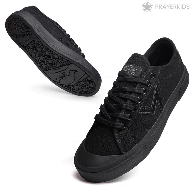 Prayerkids - Sepatu Casual Pria Wanita Kecot 2 Ox All Black - Back To scholl