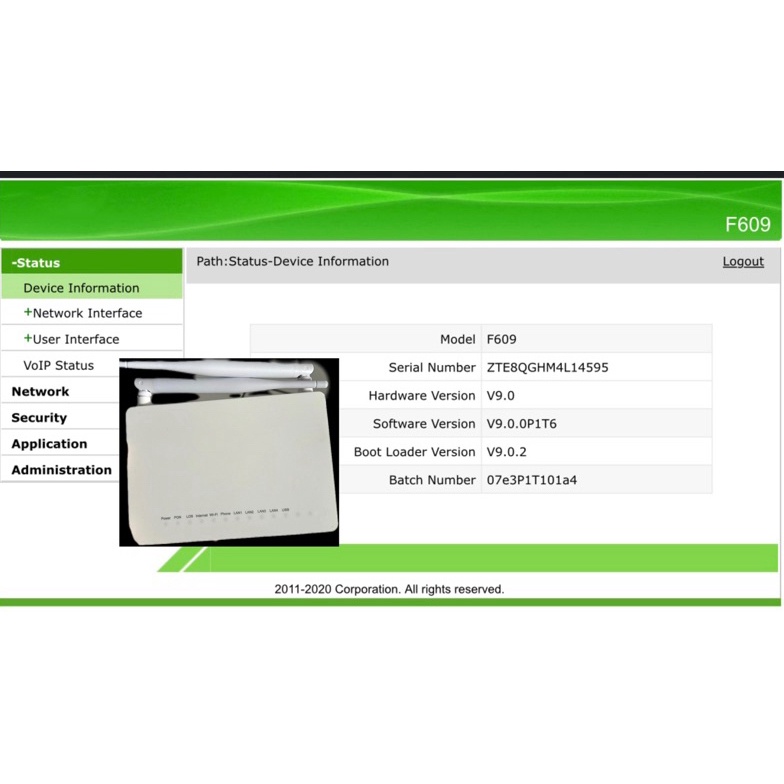 Onu EponGpon ZTE F69 V9 modem xpon w E2W9