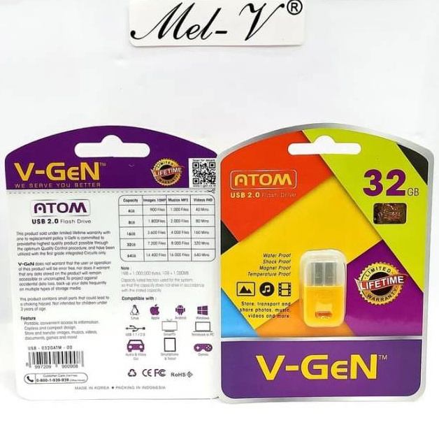 Flashdisk Atom 32GB VGen  USB Flash disk Vgen 32GB  Original Flashdisk Vgen 32GB Atom y G7T9