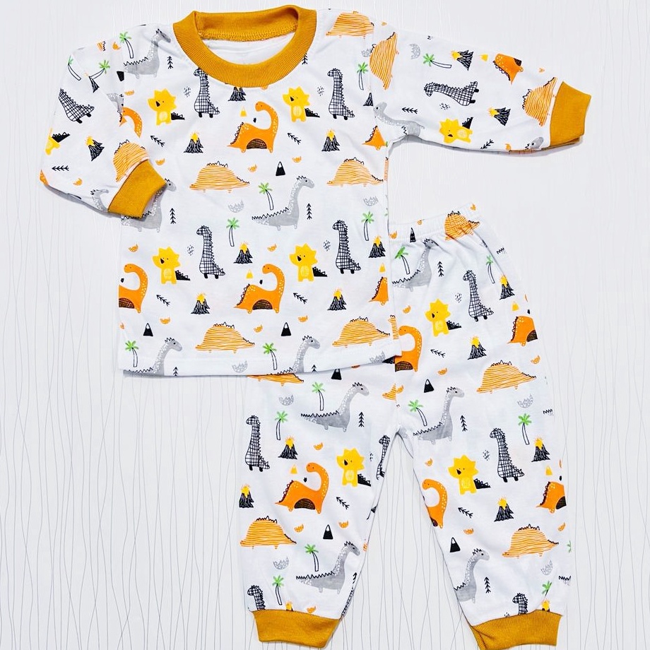 KF7 Cod Baju Baby Gracia Piyama Bayi Baju Bayi Lengan Panjang Motif Dino Setelan Anak Usia 12 Bulan