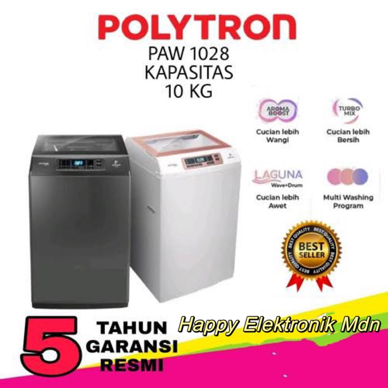 POLYTRON ZEROMATIC MESIN CUCI 9 kg POLYTRON PAW-9028 POLYTRON 9kg / Polytron 10 KG Polytron PAW-1028