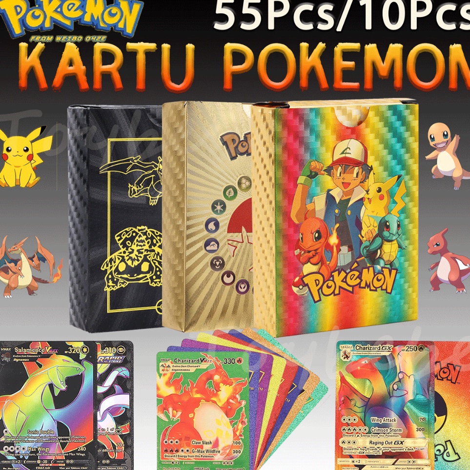 Harga Terupdate  ReadyORI Kartu Pokemon Go Pikachu Charizard 1pcs Bahan Metal Warna Emas Silver Baha