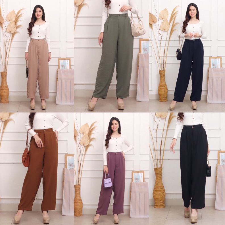 TERKENAL CELANA KULOT CRINKLE KANTOR KERJA ENJI JUMBO XXL FULL KARET MURAH GROSIR PGMTA MODELLANO KA