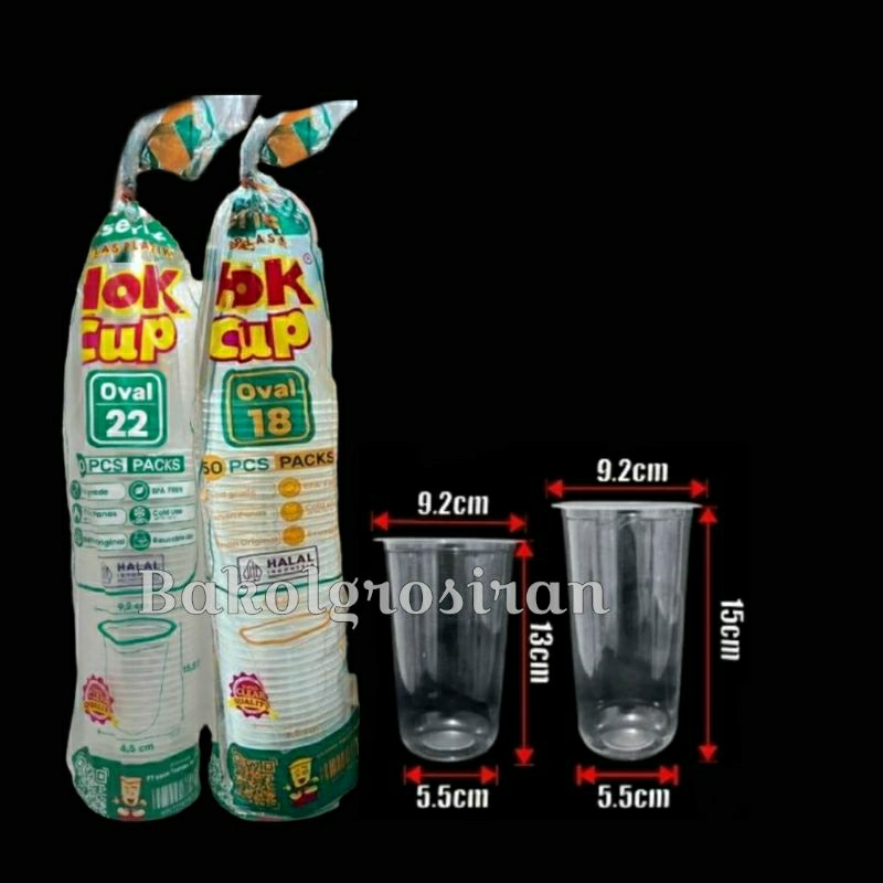 Gelas Cup Oval 18oz & 22oz @50pcs