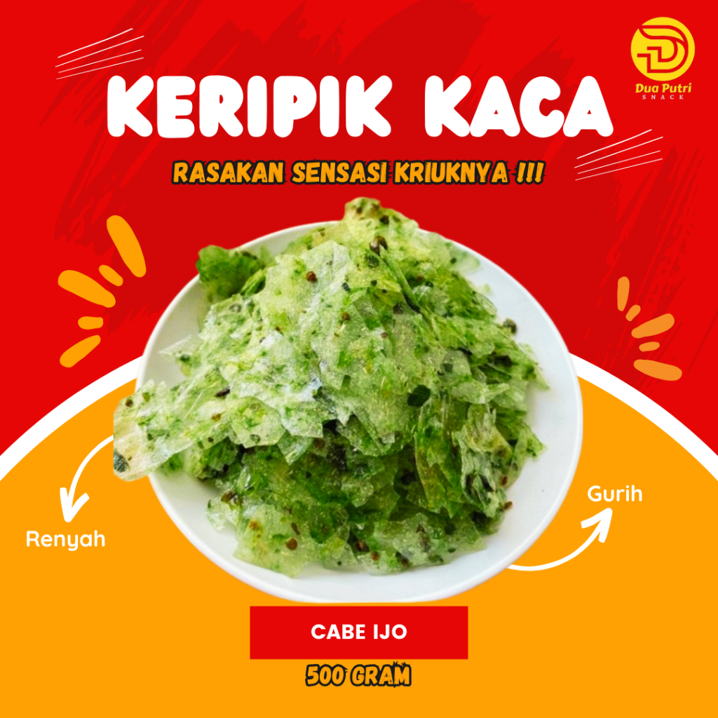 

Keripik Kaca Kirca Beledag Kripik Kripca Beling / Camilan Keripca Pakset Kiloan - Cabe Ijo 500gr