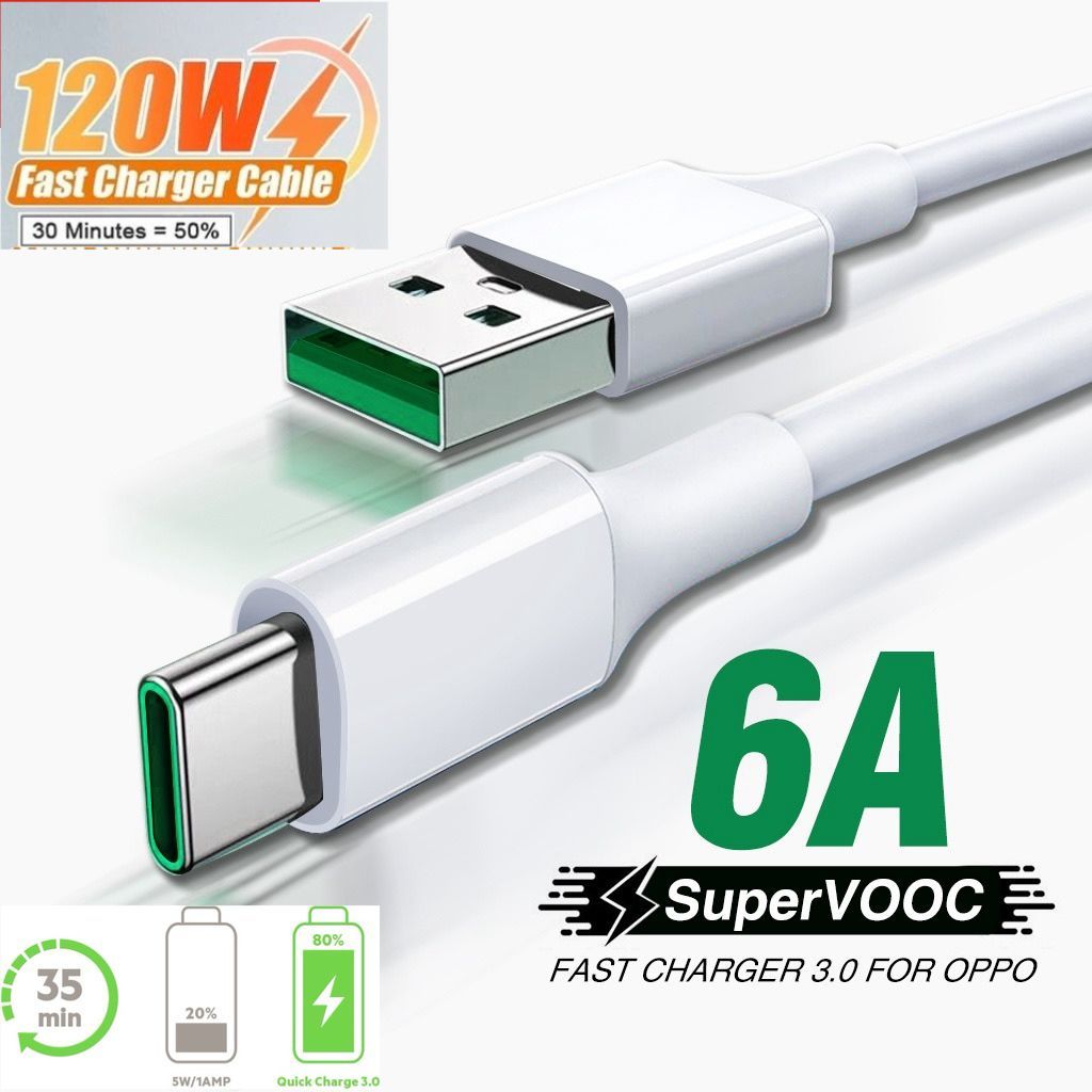 Kabel Data 6AKompatibel For OPPO USB TO TYPE - C Kabel Fast Charging Quick Charger / Support VOOC 1.