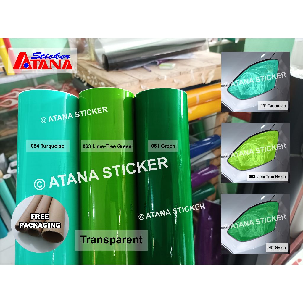 Skotlet Hijau Tosca Transparan Tembus Pandang Bening Muda Tua Green Biru Gloss Cutting Stiker Vinyl 