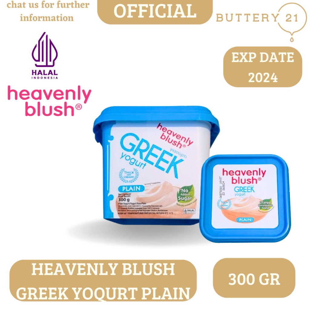 

HEAVENLY BLUSH GREEK YOGURT PLAIN 300 GR/GREEK YOGURT PLAIN/YOGURT TIDAK ADA RASA