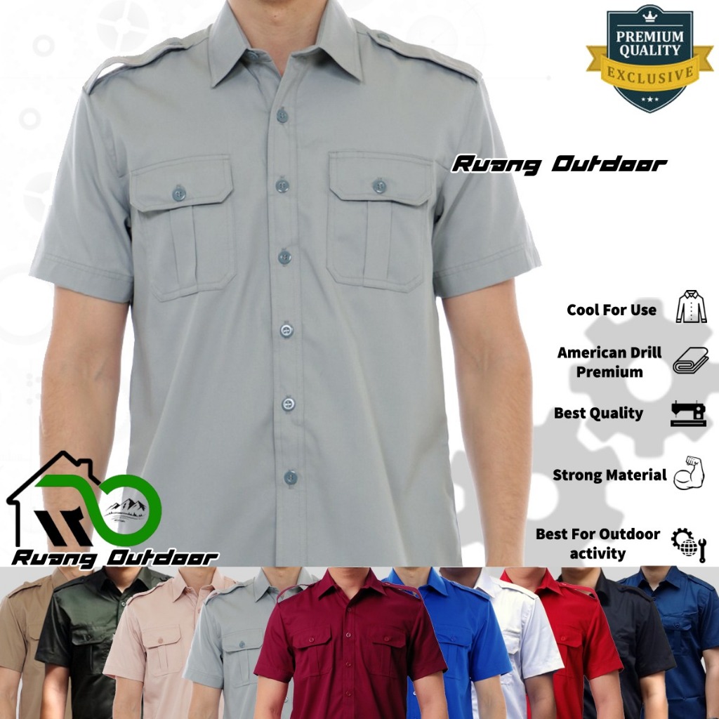 Kemeja PDL Pendek Jumbo - Baju Kemeja PDL PDH Lapangan Lengan Pendek  - Pakaian Atasan Seragam Pria 