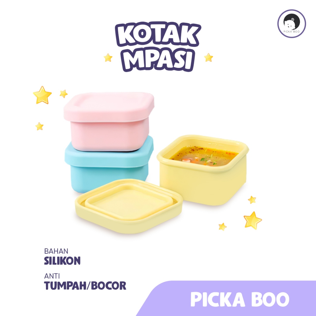 PICKA BOO Wadah Mpasi Silikon Food Container Mpasi Tempat Kotak Mpasi Penyimpanan Mpasi Baby Food Co