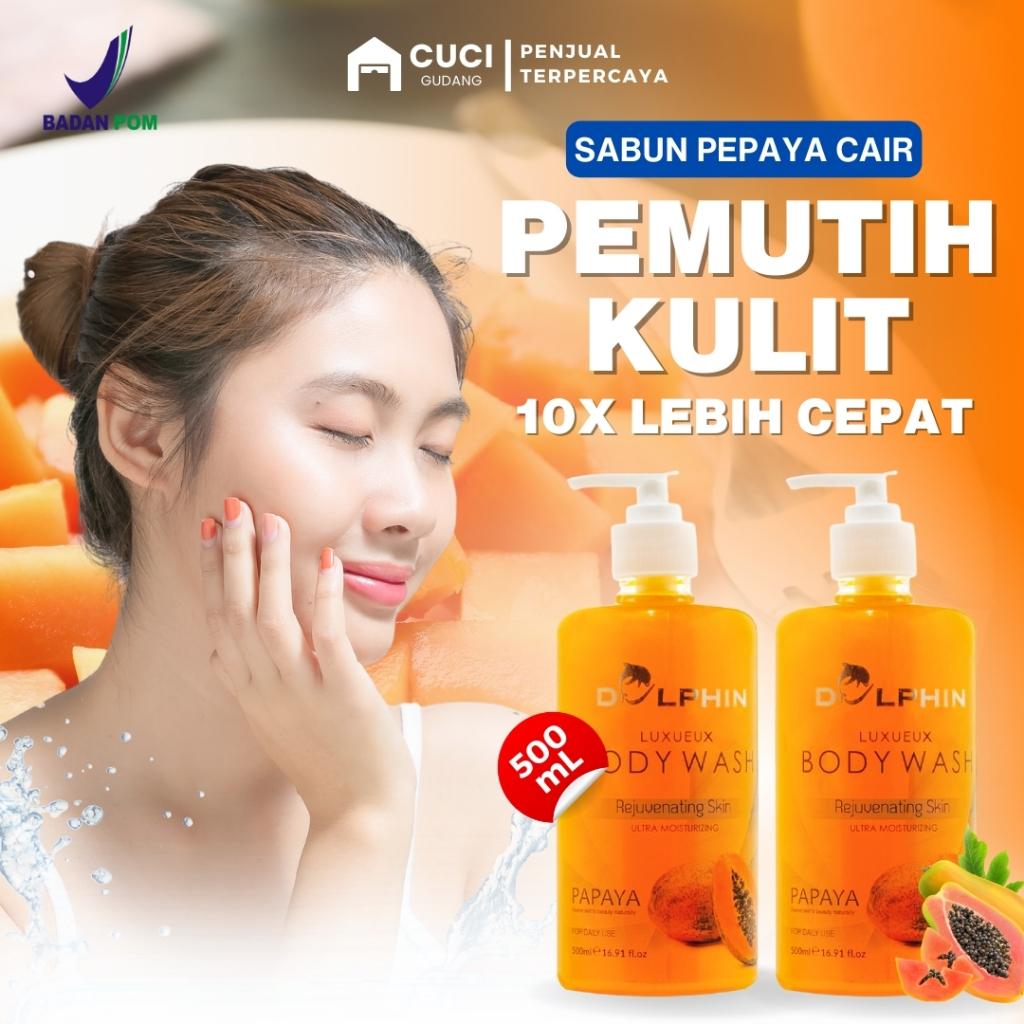 Sabun Mandi Pemutih Badan Sabun Pepaya Original 100% Body Wash Whitening Sabun Pepaya Cair