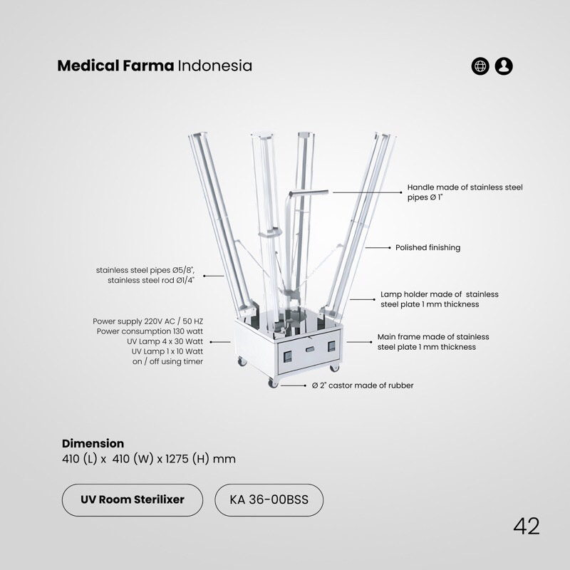 UV Room Sterilizer - Medical Farma Indonesia - Lampu UV Sterilisasi Ruangan KA-00BSS - Alat Steriliz