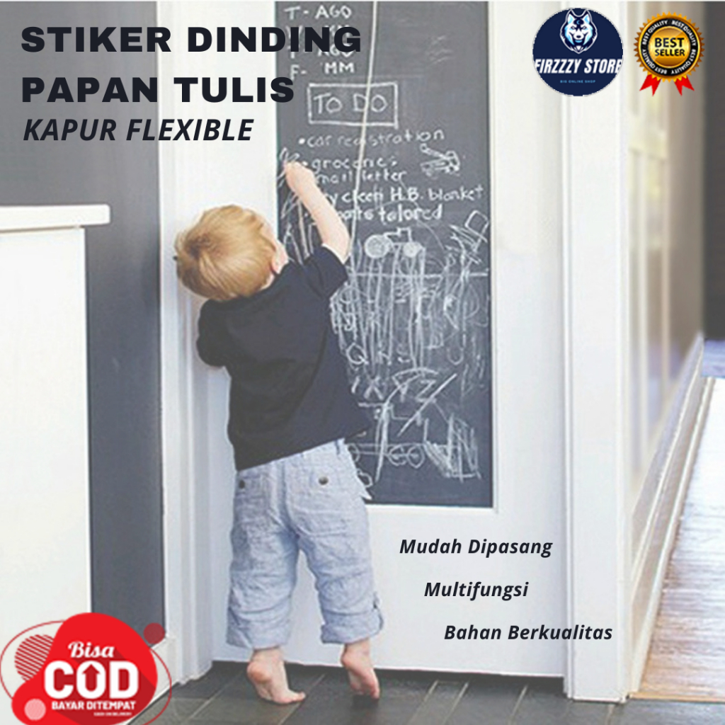 

H&F Stiker Dinding Papan Tulis Kapur Flexible 100 x 45 cm - Black