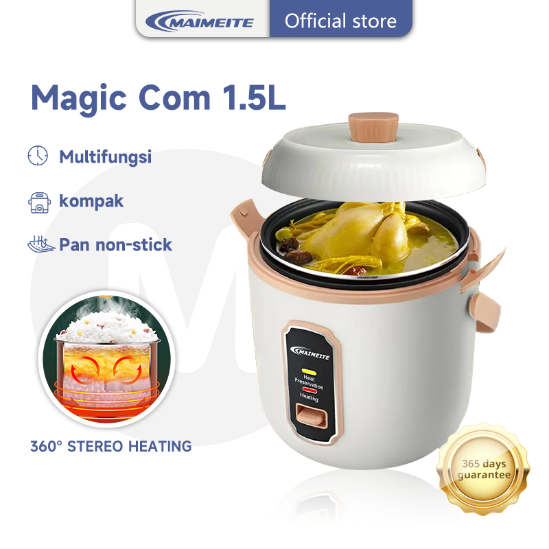 BESTPROMO MAIMEITE Magic Com mini Rice Cooker 1.5 Liter Portable student version Travel version
