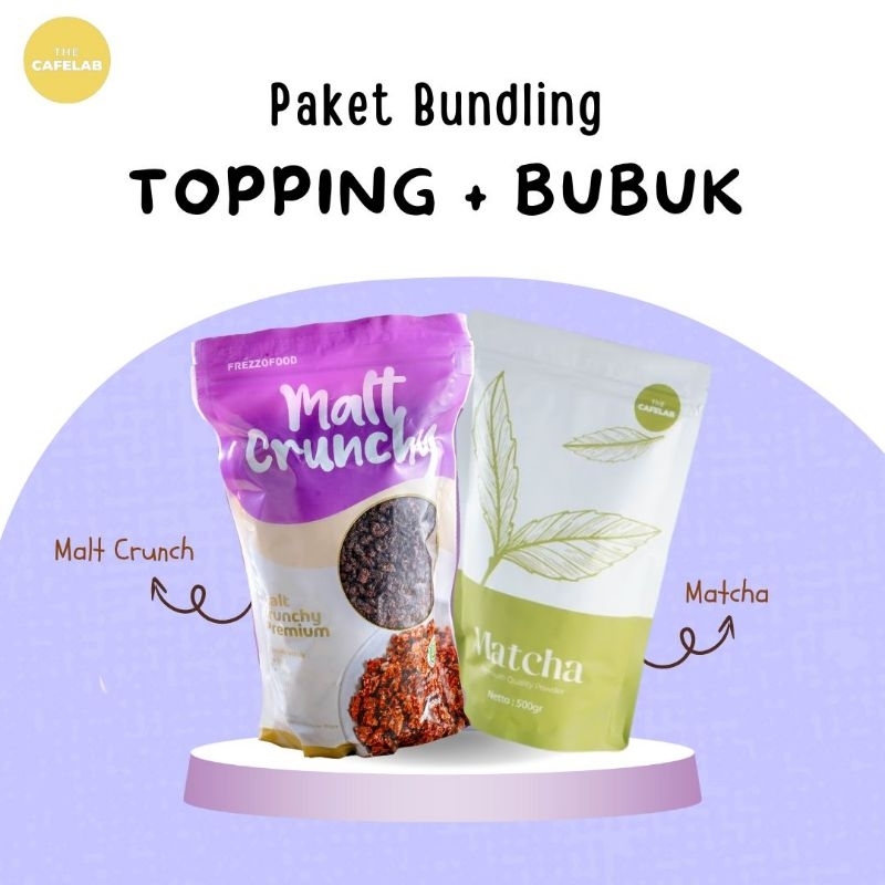 

Bundling Topping Malt Crunch + Bubuk Minuman Matcha 500gr/ All Premium Cafelab Terlaris