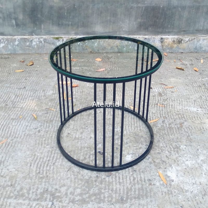Meja Bulat Minimalis / Meja Tamu Bulat Minimalis Industrial / Meja Kaca Bulat aestethic / meja kopi 