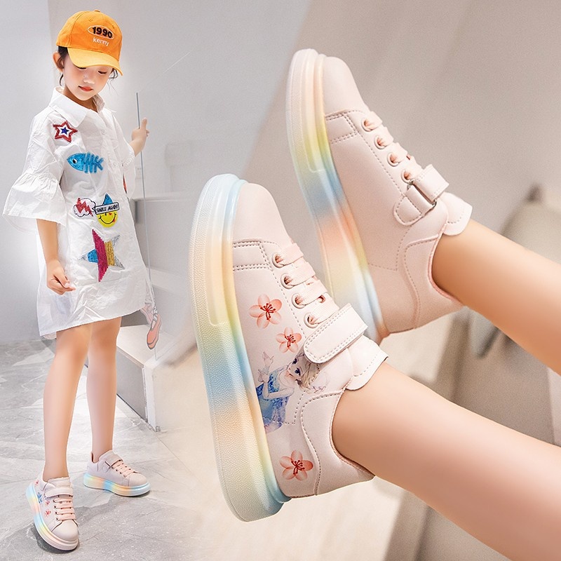 MOSBO Sepatu Frozen Anak Perempuan Sepatu Anak Cewek Sepatu Fashion Frozen Sneakers Sekolah Anak