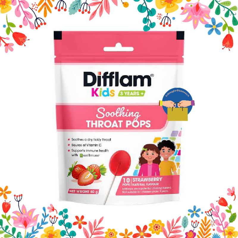 

permen difflam kids soothing throat pops strawberry Australia