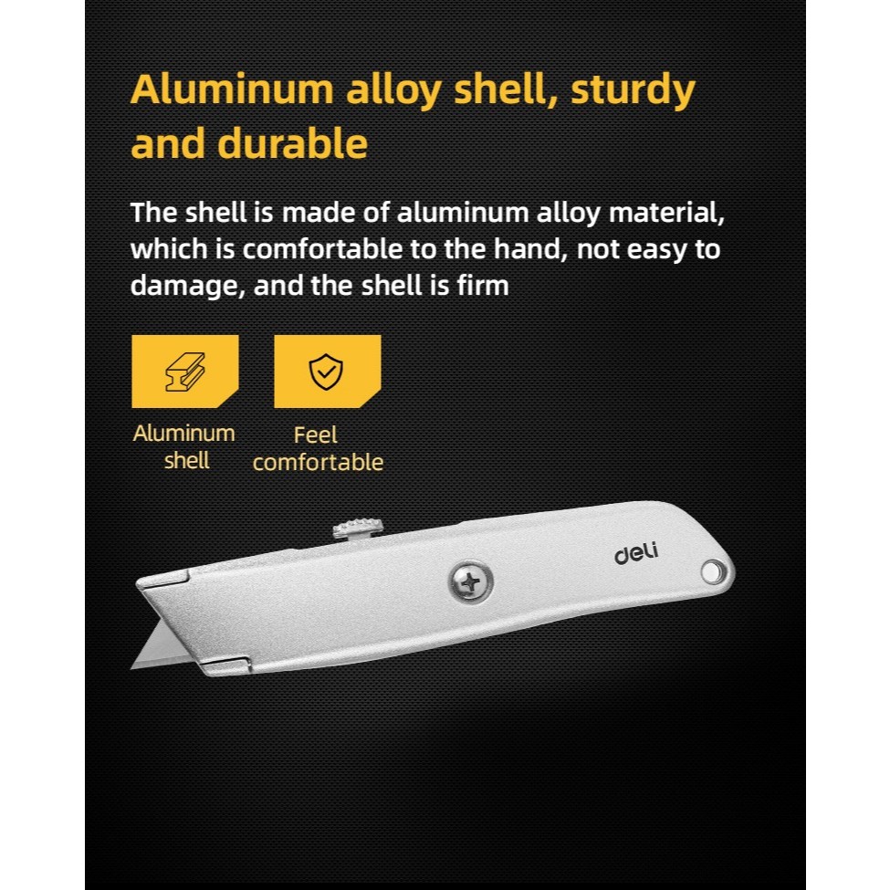 

gk Deli Utility Knife / Cutter Aluminium SK5 Auto-lock Perkakas EDL4260