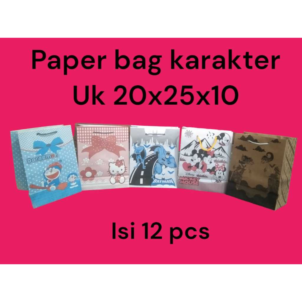

ISI 12 PCS PAPER BAG KARAKTER/TAS HADIAH/TAS SOUVENIR/TAS KADO/TAS KARAKTER LUCU/TAS UKURAN 20ZX25/TAS KERTAS/PAPER BAG