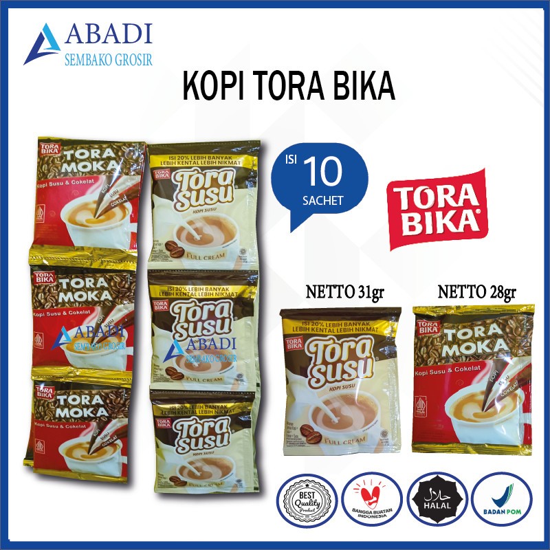 

Kopi TORA BIKA - Tora Susu - Tora Moka Mocca Moca 1 Renceng 10 Sachet