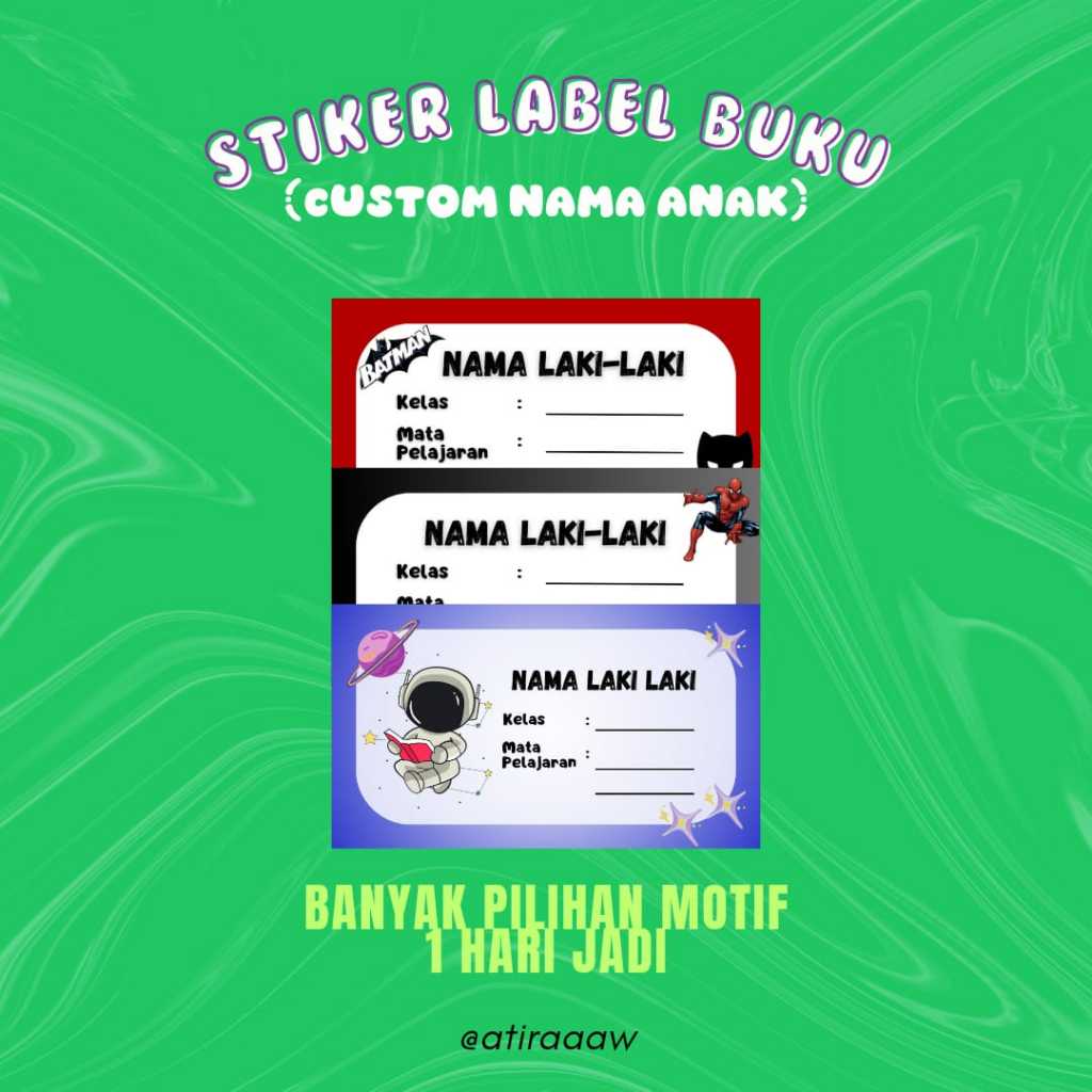 

SATU HARI JADI| STIKER LABEL NAMA ANAK| Custom nama anak| banyak pilihan motif
