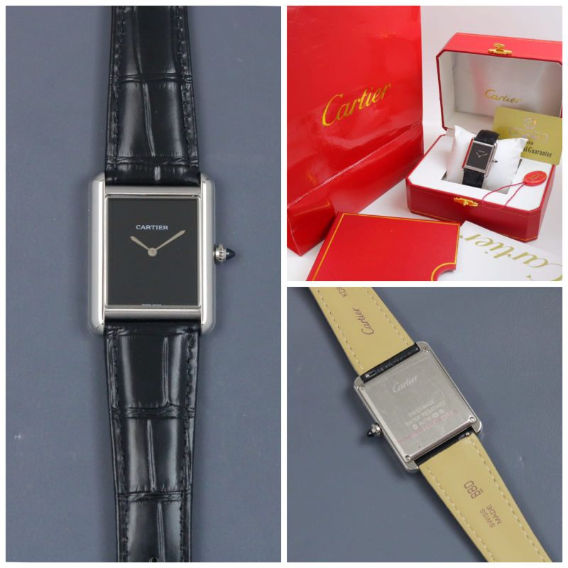 Cartier Tank Solo Silver Polos, Japan Quartz Super Quality Leather Strap