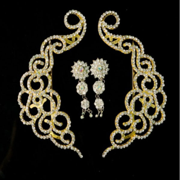 AKSESORIS SIRKAM RAMBUT SEPASANG & GIWANG (ANTING) PENGANTIN JAWA JEPRET JUMBO