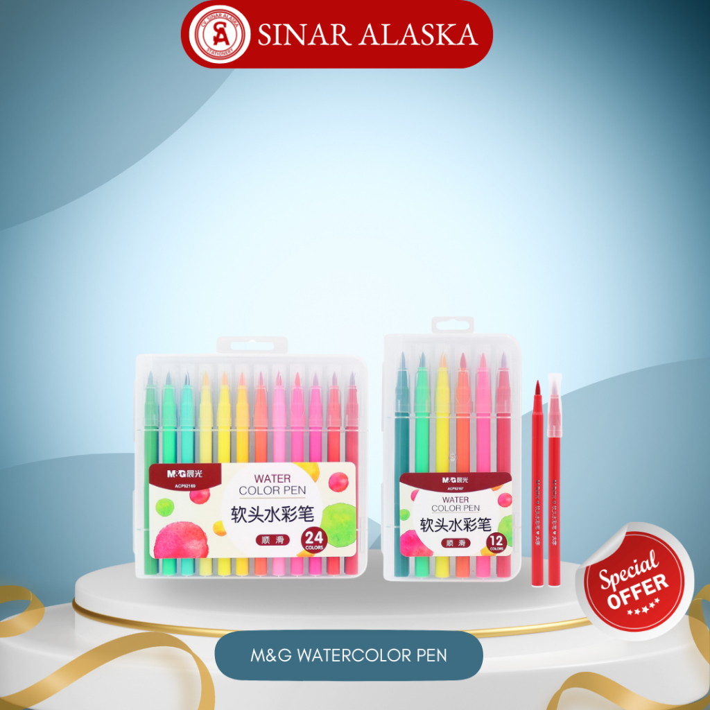 

M&G Water Colour Brush Pen / Spidol Warna 12,18,24,48 Set