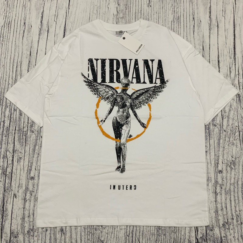Baju Kaos Pull&Bear Oversize Nirvana In Utero Back Print - T Shirt Band Vintage Nirvana Oversuzed Mo