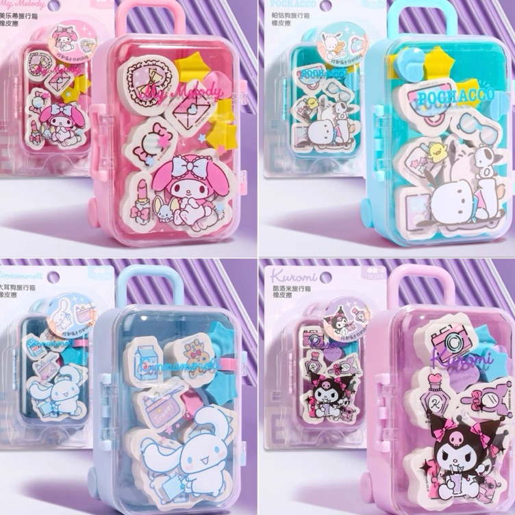 

kawaii sanrio eraser set suitcase iigen penghapus imut cinnamorol kuromi KODE E3C9