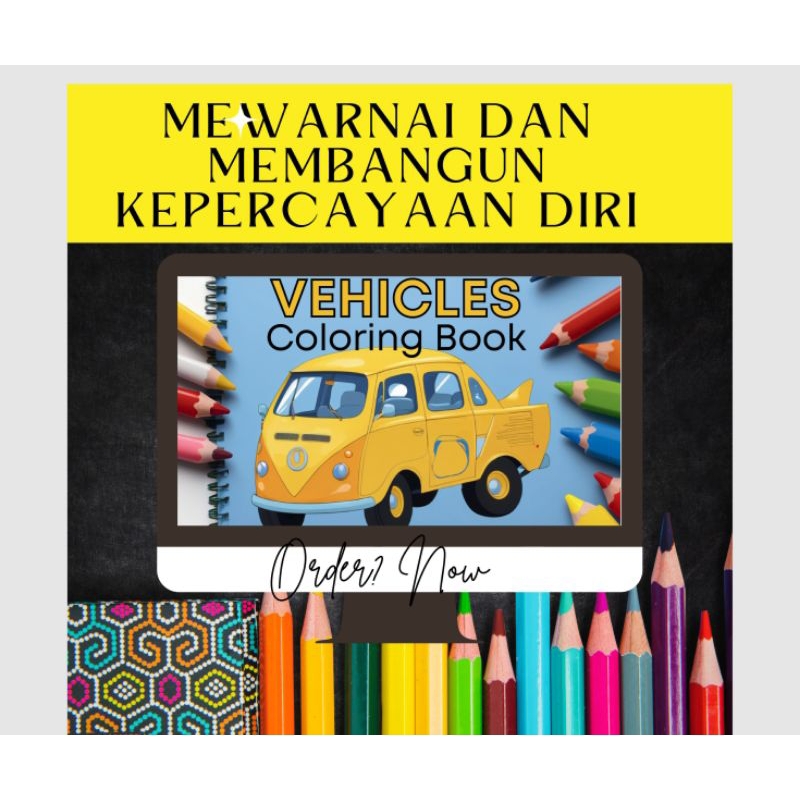 

KERTAS MEWARNAI GAMBAR ANAK KIDS COLORING PAGE TEMA VEHICLES KENDARAAN UK.A4 PAUD TK SD