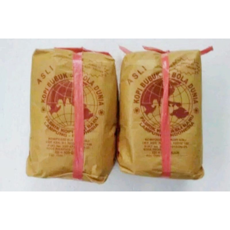

Kopi Khas Lampung. Kopi Bubuk Cap Bola Dunia ASLI. Netto 1 Kg
