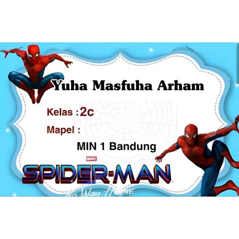 

(ISI 50 PCS) STICKER LABEL BUKU PELAJARAN SEKOLAH BISA CUSTOM NAMA DAN FOTO MOTIF SPIDERMAN