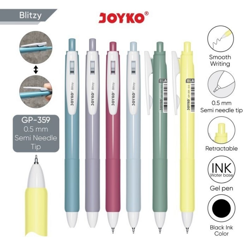 

Joyko Gel Pen GP-359 Blitzy 0.5mm ( Tinta Hitam )