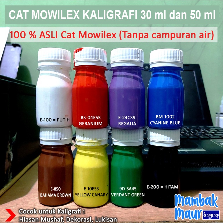 

PROMO BESAR Cat Akrilik 1 Mowilex untuk Lukis Kaligrafi Dekorasi Hiasan Mushaf Ukuran Botol 3 dan 5 ml