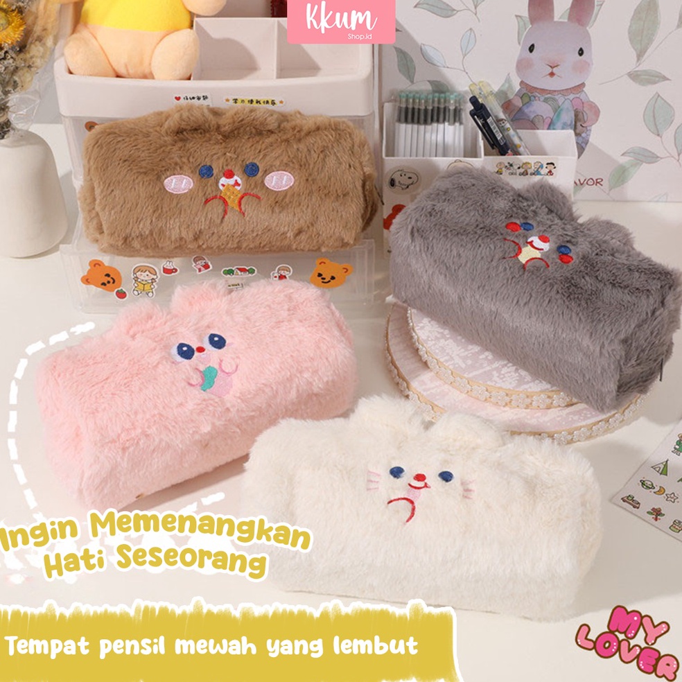 

Produk terbaru Tempat pensil bulu soft cute Tas pensil kosmetik Pouch makeup kecil