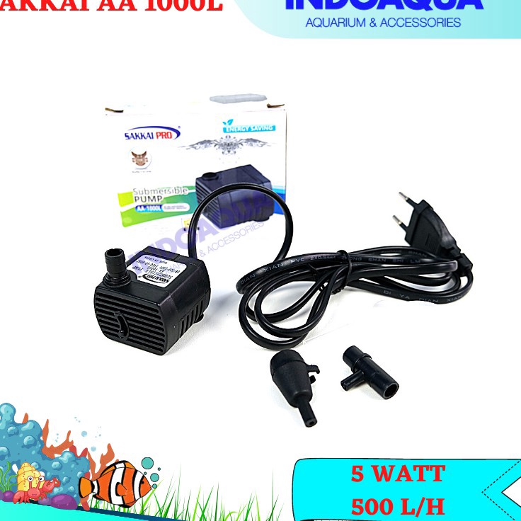 Grosir Terlaris  INDOAQUA  Pompa Celup Aquarium Mini Sakai Pro AA 1L Pompa Air Terjun Aquascape