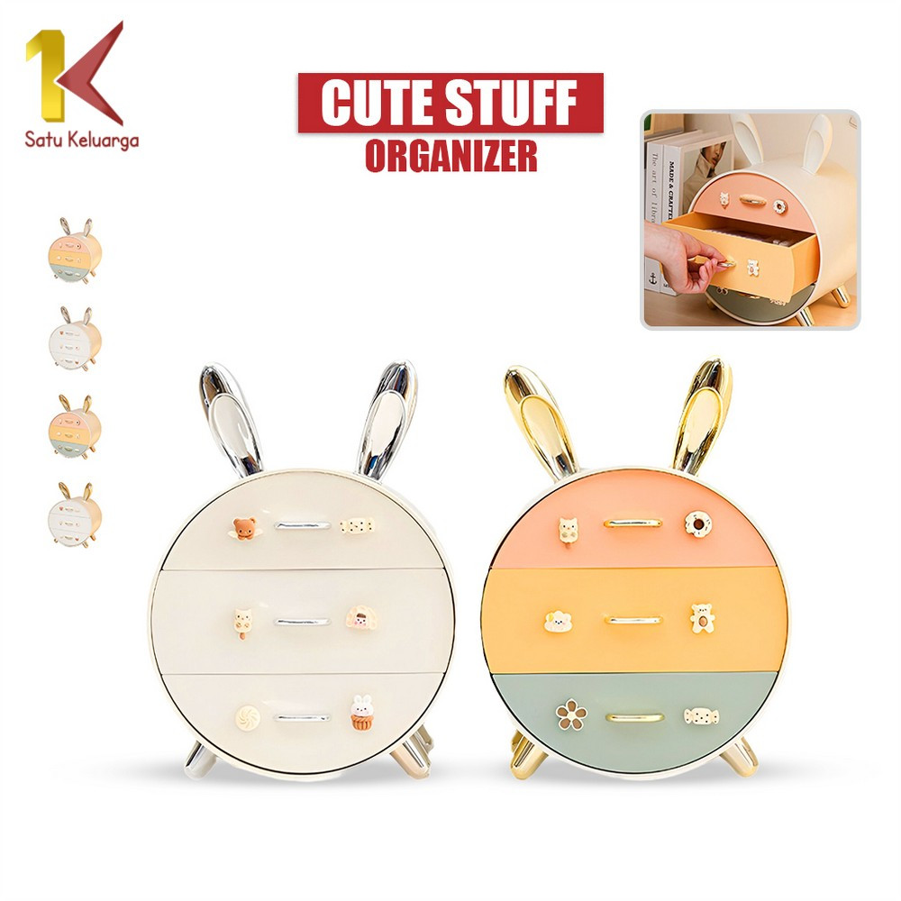 Satu Keluarga Rak Susun Kelinci K179 Rak Laci Mini Colorfull Rak Kosmetik Serbaguna Cute Stuff Organ