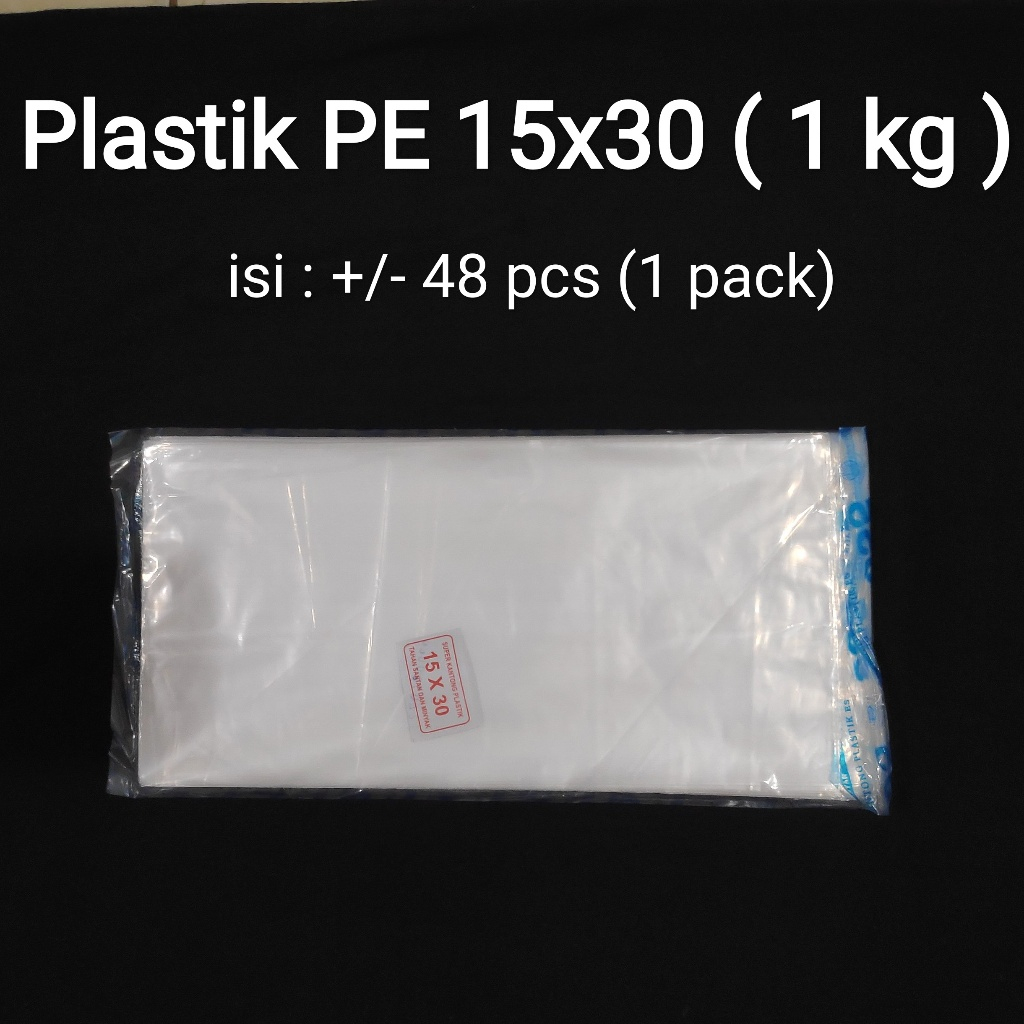 1 pack, plastik pe 15x30 @ 48 pcs, kantong plastik es kecil, plastik pe kecil