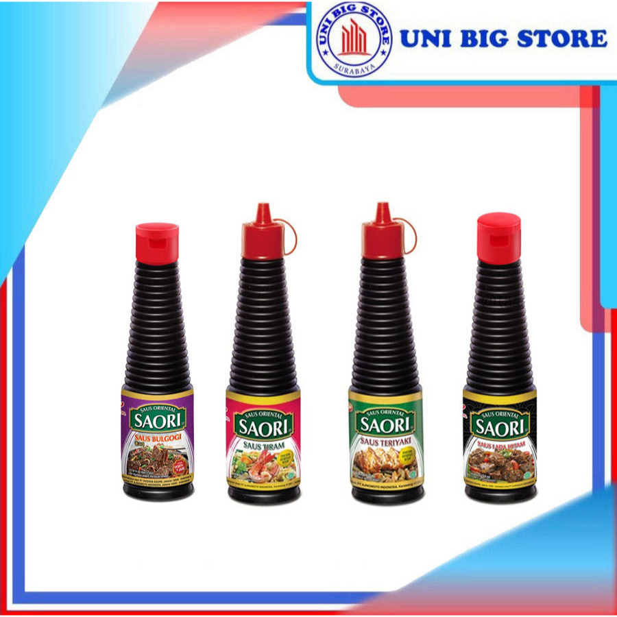 

SAORI Saus - Teriyaki 135 gr / Tiram 133 ml / Lada Hitam 133 ml Oyster Sauce