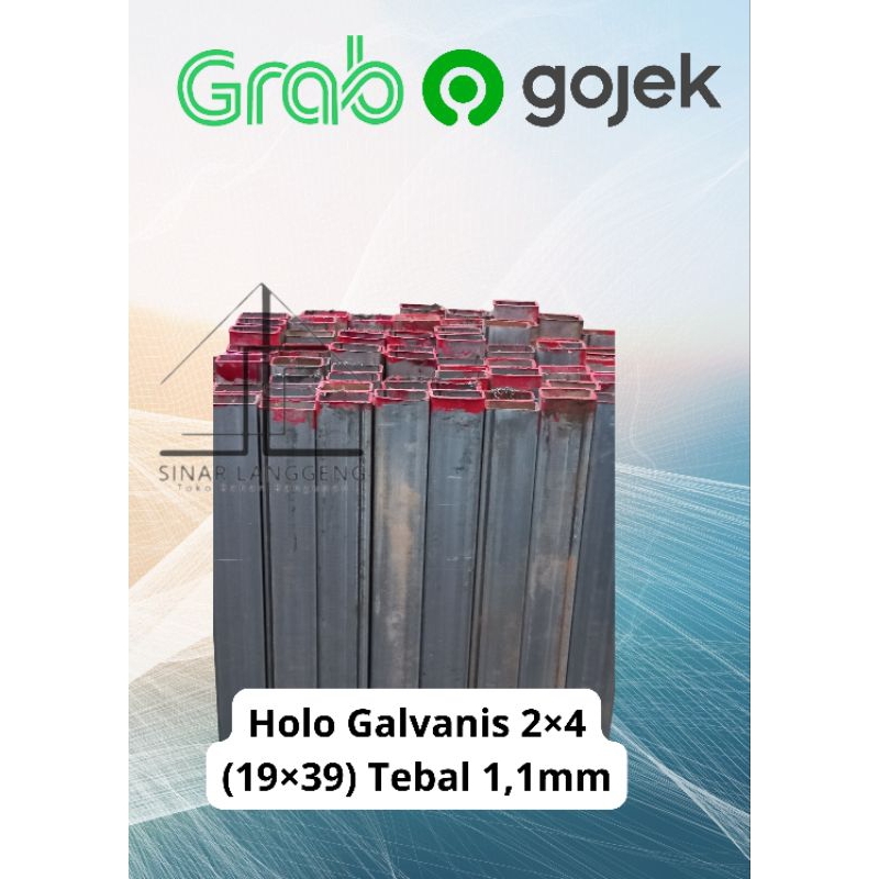 (Min 5 btg)Holo Galvanis 2x4 (19x39) x 6 meter Kotak Besi Galvanis Anti Karat Tebal 1mm 1,2mm 1,3mm