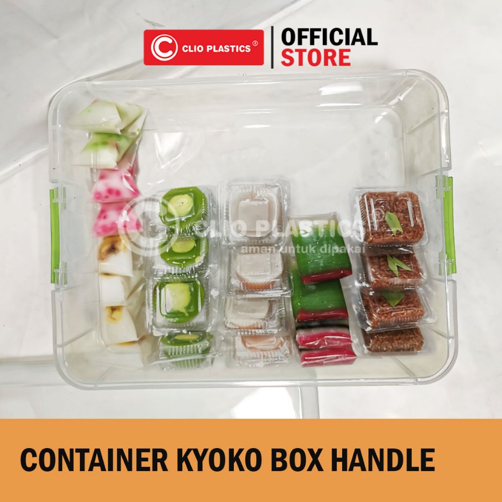 Kyoko Box Handle Clio plastics - tempat donat susun dua dengan handle - containter food - tempat jua