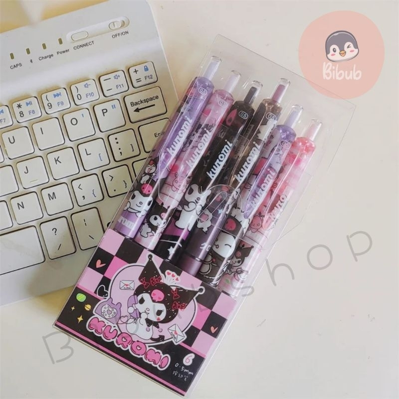 

PULPEN GEL MEKANIK 0,5mm 1 SET isi 6 Motif KUROMI TINTA HITAM PULPEN KANTORGEL BALLPOINT OFFICE STATIONERY ALAT TULIS SEKOLAH ATK1