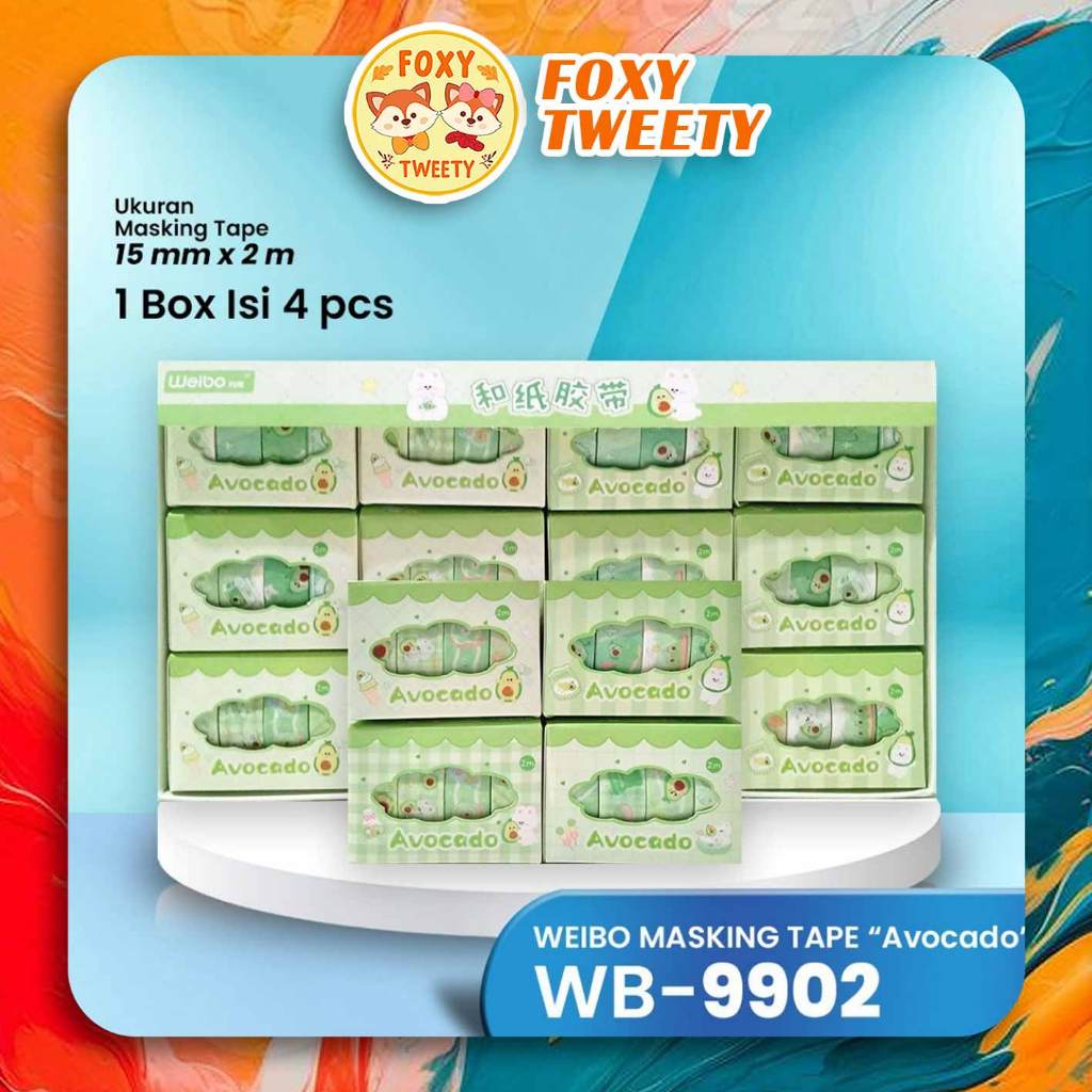 

MASKING TAPE WEIBO "AVOCADO" WB-9902 / WASHI TAPE LUCU ISI 4