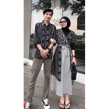 Ready stok - baju tenun couple - dress naomy - set couple kondangan - batik tenun jepara