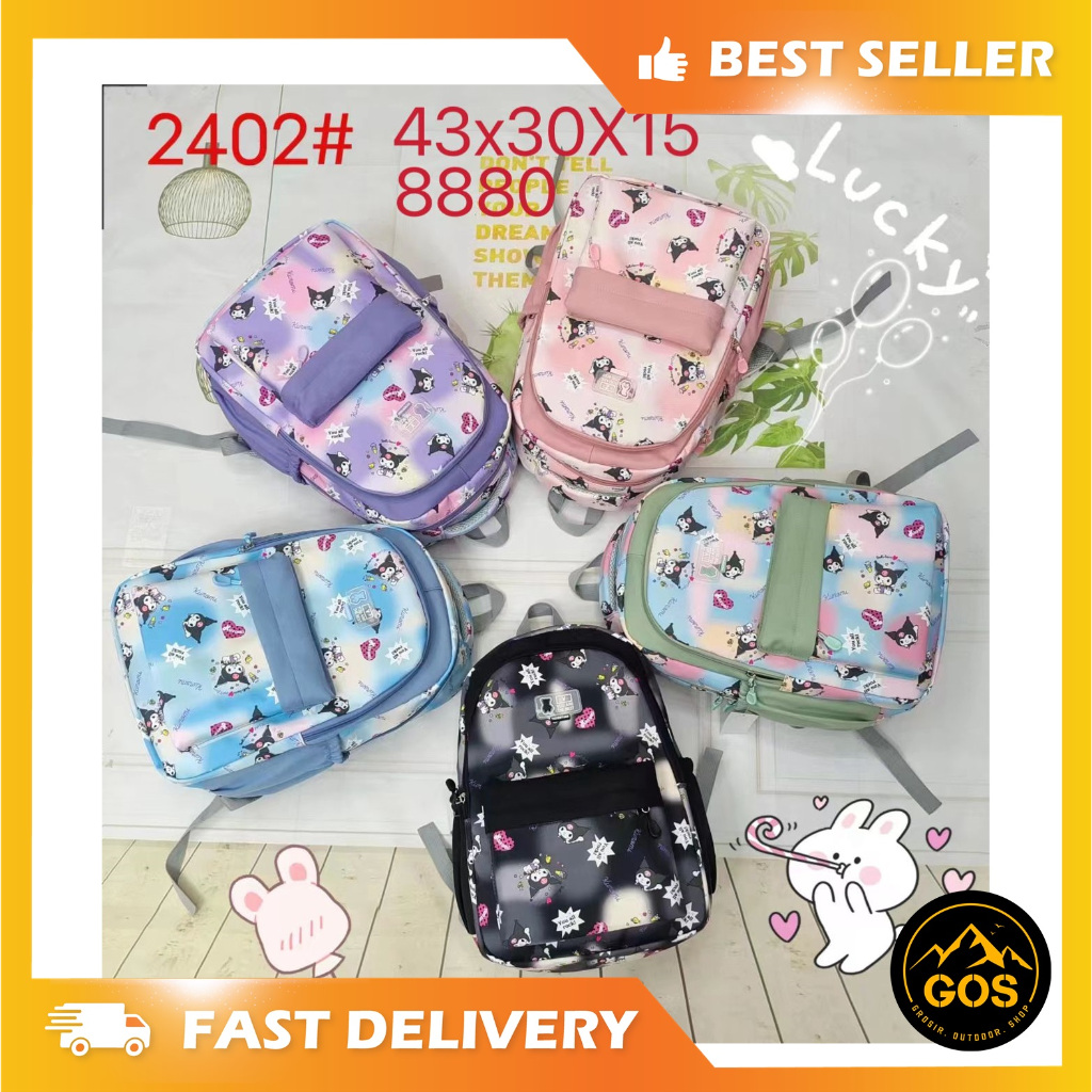 Tas Sekolah Anak Perempuan Remaja Gambar kuromi Tebal Premium
