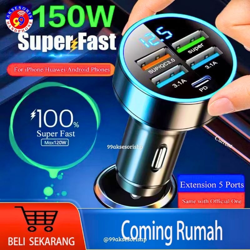 CAR CHARGER / CHARGER MOBIL SUPER FAST 4 USB + PD SUPPORT FAST CHARGING