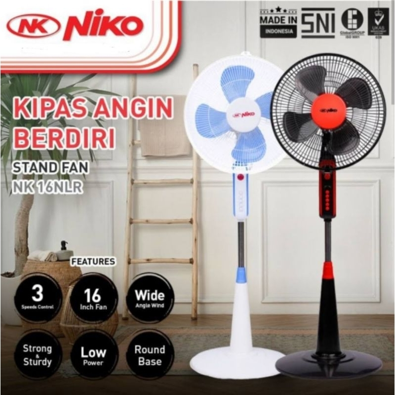 NIKO Kipas Angin Berdiri 16" NK-16NLR NK-16NLS 16inch kaki bulat / Niko Stand Fan 16 inch NKS / Kipa