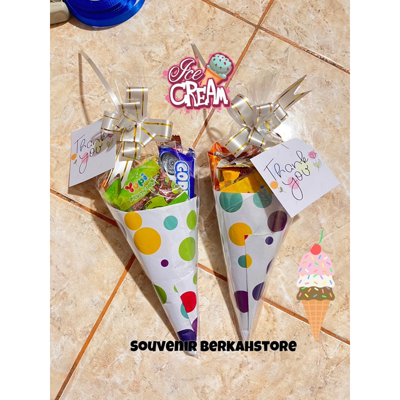 

Free ucapan Souvenir cone snack ice cream/Souvenir paket ultah